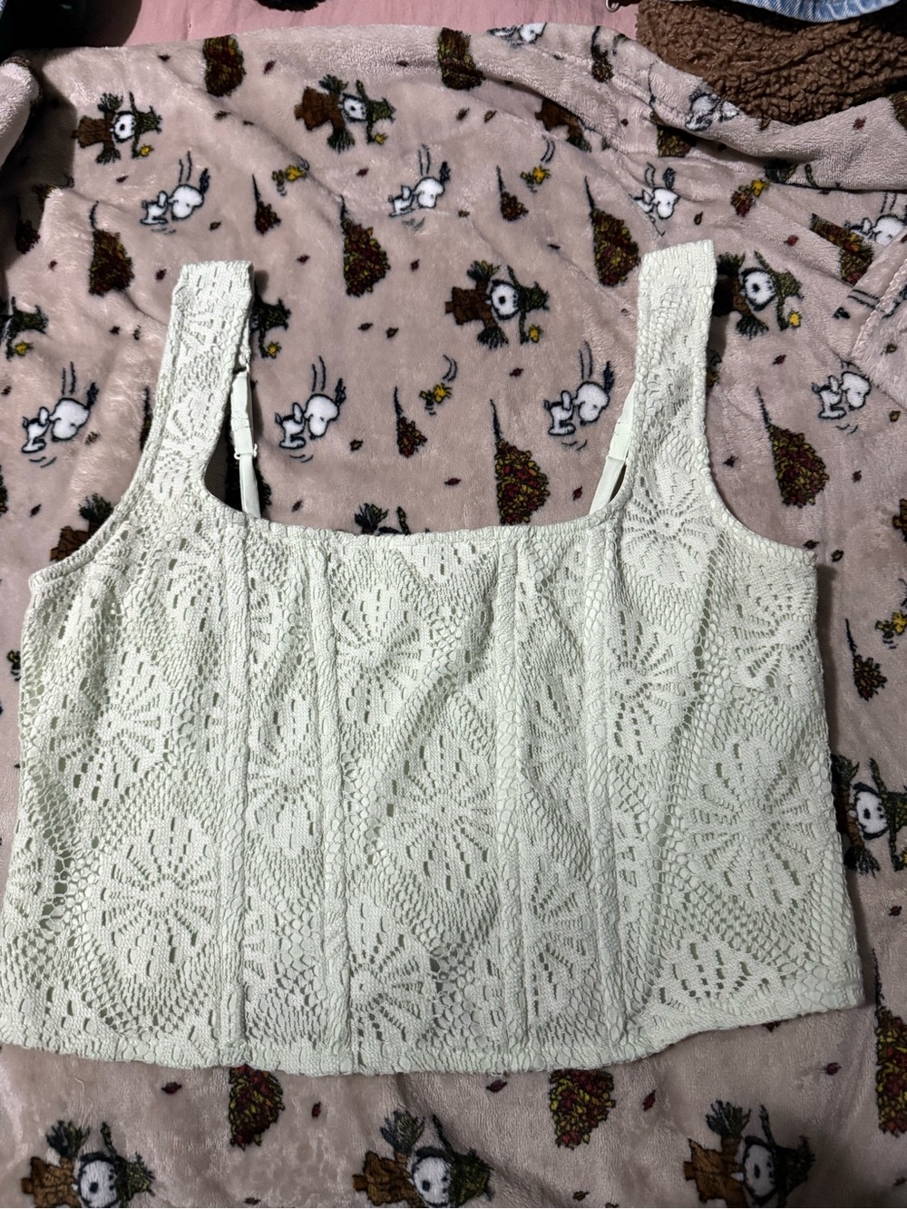 American Eagle Outfitters Cream Crochet Tank Top